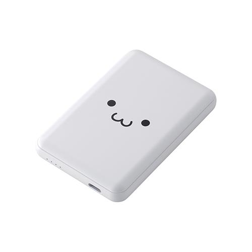 エレコム(ELECOM) DE-C48-5000WF しろちゃん ホワイト×ブラック コンパクトモバイルバッテリー 5000mAh 3A USB Type-C×1