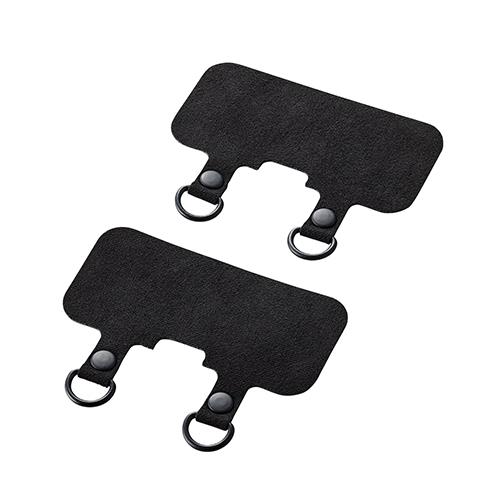 エレコム(ELECOM) P-STHD2BKN ブラック スマホ ストラップホルダー シート スピ-カ-穴用 2口タイプ 2枚入り