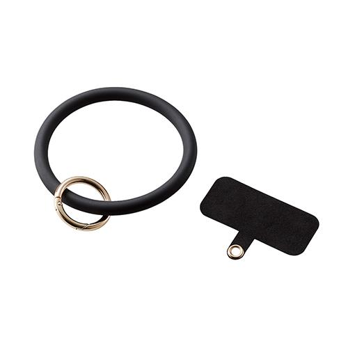 エレコム(ELECOM) P-STHSI2BK ブラック スマホストラップ 手首 ハンド シリコンハンド 丸型