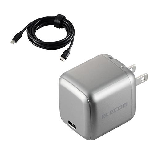 エレコム(ELECOM) ACDCPD8970SGY スペースグレー USB Power Delivery 70W AC充電器 CCケーブル付属 2m