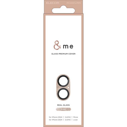エレコム(ELECOM) PM-A24AFLLP6PN ピンク iPhone16/Plus用カメラフィルム ガラス カメラ全体保護 高透明 指紋/飛散防止