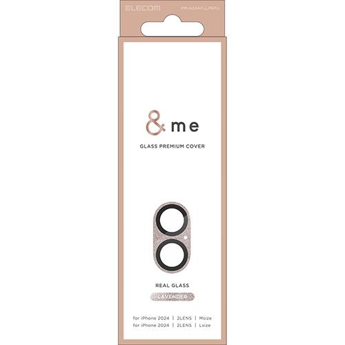 エレコム(ELECOM) PM-A24AFLLP6PU ラベンダー iPhone16/Plus用カメラフィルム ガラス カメラ全体保護 指紋/飛散防止