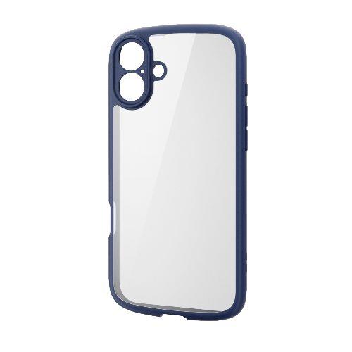 エレコム(ELECOM) PM-A24BTSLFCKNV ネイビー iPhone 16 Plus用 ケース ハイブリッド 衝撃吸収 軽量 薄型 カメラレンズ保護設計 ｽﾄﾗｯﾌﾟﾎｰﾙ付