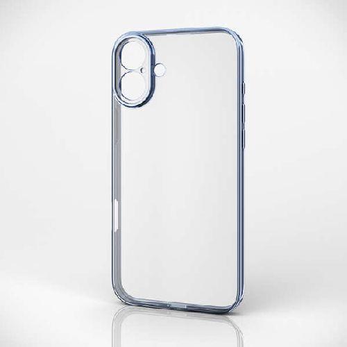 エレコム(ELECOM) PM-A24BUCTMKBU メタリックペールブルー iPhone 16 Plus用 ソフトケース 極限 メタリック
