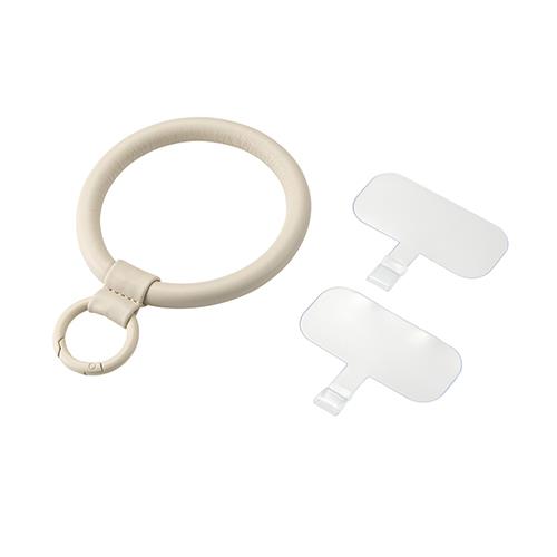 エレコム(ELECOM) P-STHPLNGB グレージュ スマホハンドストラップ レザーリング &me