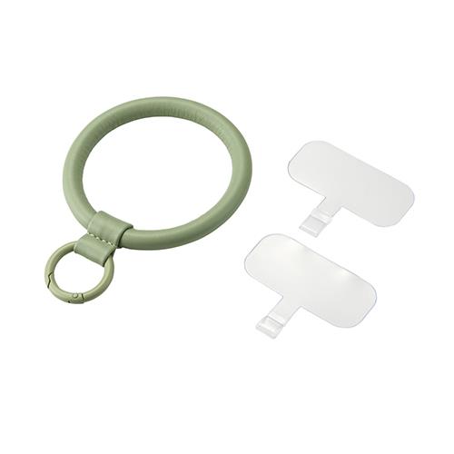 エレコム(ELECOM) P-STHPLNGN グリーン スマホハンドストラップ レザーリング &me