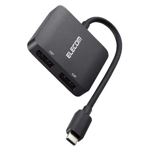 エレコム(ELECOM) AD-CDP2BK2 ブラック USB Type-C-DisplayPort 変換 USB-C プラグ to DP ディスプレイポート ×2 8K 30Hz