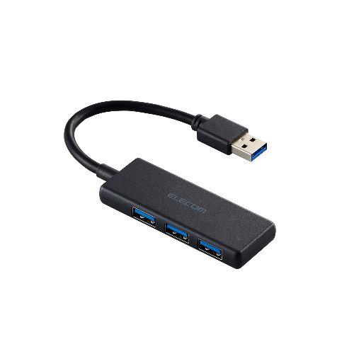 エレコム(ELECOM) U3H-H030BK ブラック USB ハブ USB3.2 Gen1 USB-A×3 バスパワー コンパクト 薄型 ケーブル長10cm