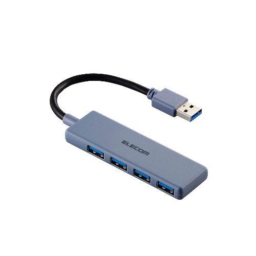 エレコム(ELECOM) U3H-H040NV ネイビー USBハブ USB3.2 Gen1 USB-A×4 バスパワー コンパクト 薄型 ケーブル長10cm