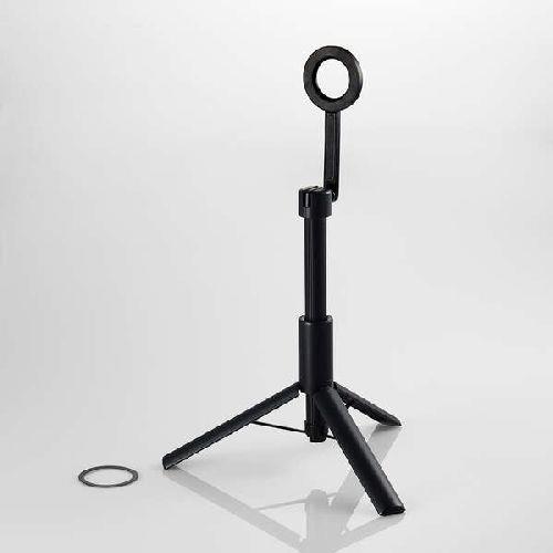 エレコム(ELECOM) P-STMFBK ブラック 着脱簡単な床用スマホ三脚スタンド