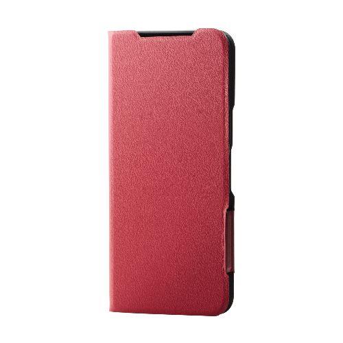 エレコム(ELECOM) PM-F243PLFURD レッド らくらくスマートフォン a / らくらくスマートフォン Lite MR01用 ケース レザー 手帳型 マグネット 超軽量