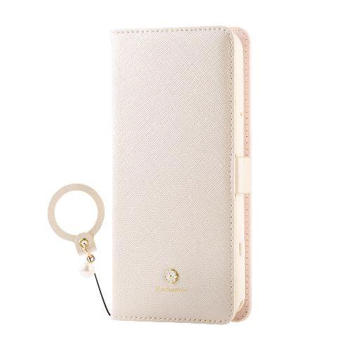 エレコム(ELECOM) PM-F244PLFJM2WH ホワイト らくらくスマートフォン F-53E ケース レザー 手帳型 マグネット 衝撃吸収 スタンド機能付 ﾐﾗｰ付 &me