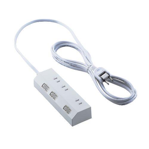 エレコム(ELECOM) T-IS01M-2330WH ホワイト 電源タップ 延長コード 3m コンセント 3個口 ほこりシャッター 極性対応 個別スイッチ マグネット