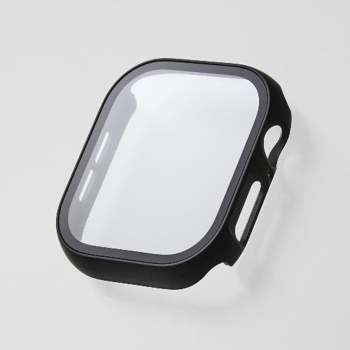 エレコム(ELECOM) AW-24AFCGMBK ブラック アップルウォッチ カバー Series 10 46mm フルカバー 反射防止 表面硬度9H 全面保護 メタリックライン