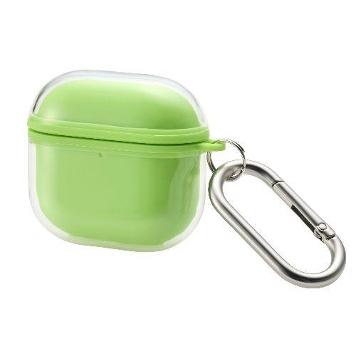 エレコム(ELECOM) AVA-AP06AIR2GN グリーン AirPods 4 ケース ソフト カバー ワイヤレス/MagSafe充電対応 衝撃吸収 落下防止 ｶﾗﾋﾞﾅ付 MUBRAIN