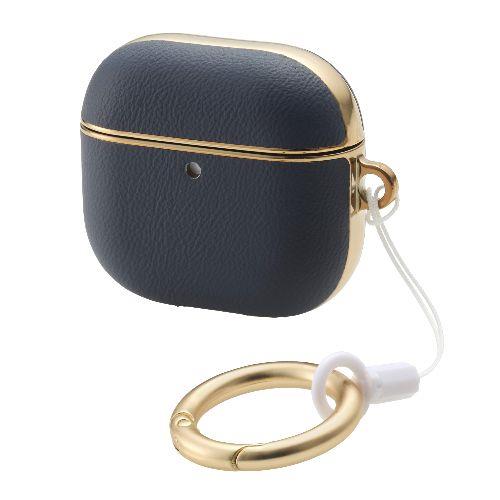 エレコム(ELECOM) AVA-AP06PLMBU ブルー AirPods 4 ケース ソフトレザー カバー ワイヤレス/MagSafe充電対応 衝撃吸収 落下防止 カラビナ付