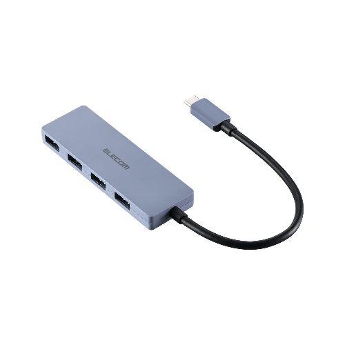 エレコム(ELECOM) U3HC-H040NV ネイビー Type-C ハブ USB3.2 Gen1 USB-A ×4 バスパワー 薄型 ケーブル長15cm