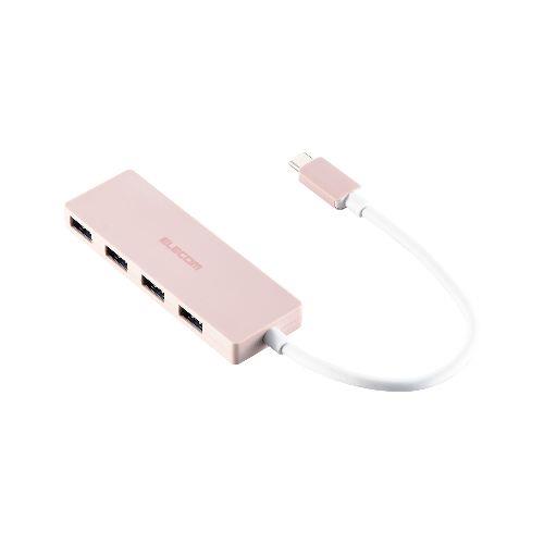 エレコム(ELECOM) U3HC-H040PN ピンク Type-C ハブ USB3.2 Gen1 USB-A ×4 バスパワー 薄型 ケーブル長15cm