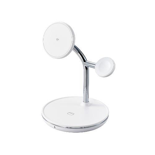 エレコム(ELECOM) W-MS08WH ホワイト ワイヤレス充電器 Qi2 対応 15W / 7.5W / 5W マグネット式 充電スタンド 3in1 同時充電 ケーブル付属 1.5m