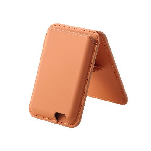 エレコム(ELECOM) AMS-MAGWSDR オレンジ カードケース スマホスタンド MagSafe iPhone用 2~3枚収納 磁気防止シート付属 マグネット 簡単脱着 軽量