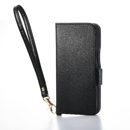 エレコム(ELECOM) PM-A25SPLFY4BK ブラック iPhone 16e ケース レザー 手帳型 マグネット 衝撃吸収 ストラップホール付 ハンドストラップ付