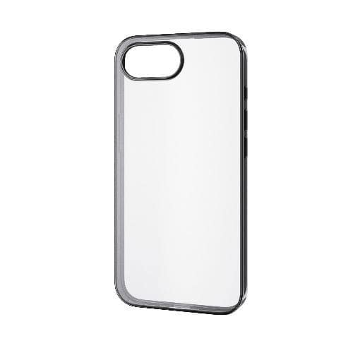 エレコム(ELECOM) PM-A25SUCTMBK メタリックブラック iPhone 16e ケース ソフト カバー 衝撃吸収 薄型 カメラレンズ保護設計 メタルステッカー付