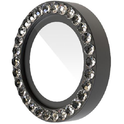 エレコム(ELECOM) PM-A25SFLLGRBK ブラック iPhone 16e カメラフィルム ガラス ラインストーン 高透明 表面硬度10H 指紋防止 カメラレンズ保護カバー