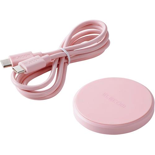 エレコム(ELECOM) W-QA28PN ピンク ワイヤレス充電器 Qi 認証 12W/10W/7.5W/5W 卓上 充電器 ケーブル付属 1m 置くだけ充電 薄型 コンパクト