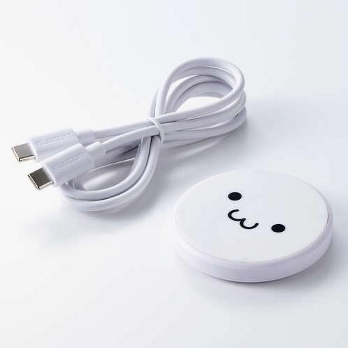 エレコム(ELECOM) W-QA28WF ホワイト しろちゃん ワイヤレス充電器 ケーブル付属 1m スマホ等対応