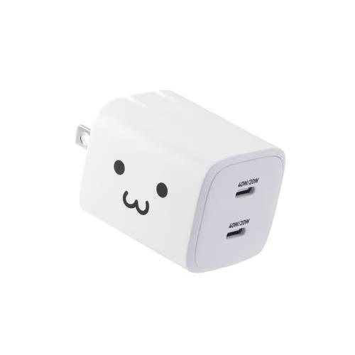 エレコム(ELECOM) MPA-AC10640WF しろちゃん ホワイト×ブラック USB Type-C 充電器 折りたたみ式プラグ MacBook Air スマホ等対応 GaN II 採用