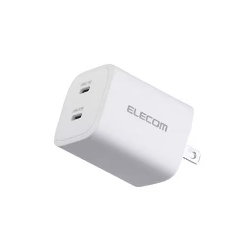 エレコム(ELECOM) MPA-AC10945WH ホワイト USB Type-C充電器 USB-C×2 折りたたみ式プラグ MacBook Air スマホ等対応 GaN II 採用