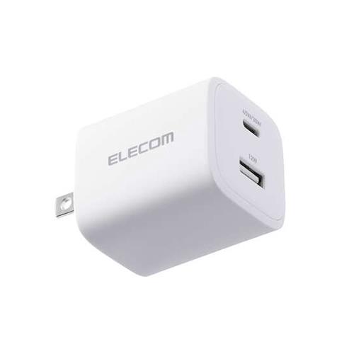 エレコム(ELECOM) MPA-AC11045-WH ホワイト 充電器 USB-C USB-A 折りたたみ式プラグ MacBook Air スマホ等対応 GaN II 採用