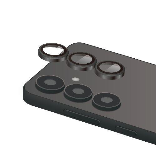 エレコム(ELECOM) PM-G251FLLG ブラック Galaxy S25 SC-51F レンズカバー カメラ保護 ガラスフィルム アルミフレーム 高透明 表面硬度10H