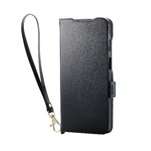 エレコム(ELECOM) PM-G253PLFY4BK ブラック Galaxy A25 5G ケース レザー カバー 手帳型 マグネット フラップ 衝撃吸収 落下防止ハンドストラップ付
