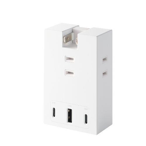 エレコム(ELECOM) T-U07-3AC2WH ホワイト 電源タップ USB直挿し コンセント 3口 Type-C×2 USB-A×1 コンパクト 雷ガード ほこり防止シャッター