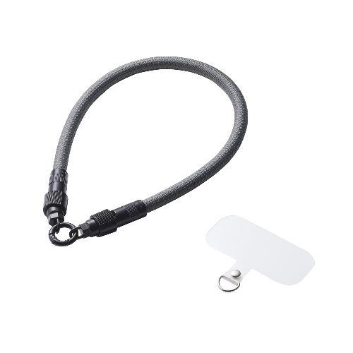 エレコム(ELECOM) P-STHH1CC08BK ブラック スマホストラップ ケーブル 2in1 ハンドストラップ USB Type-C to C 30cm PD 60W 急速充電