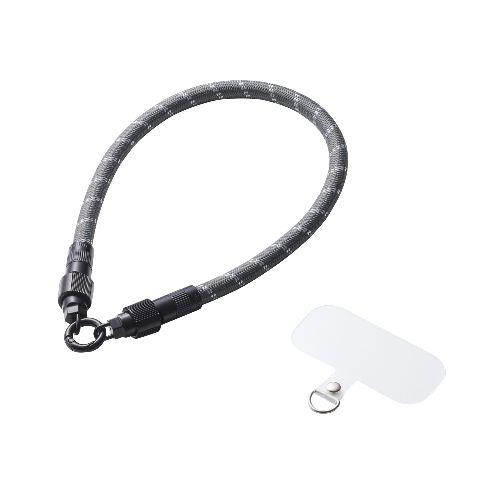 エレコム(ELECOM) P-STHH1CC08BK2 ブラックストライプ スマホストラップ ケーブル 2in1 ハンドストラップ USB Type-C to C 30cm PD 60W 急速充電