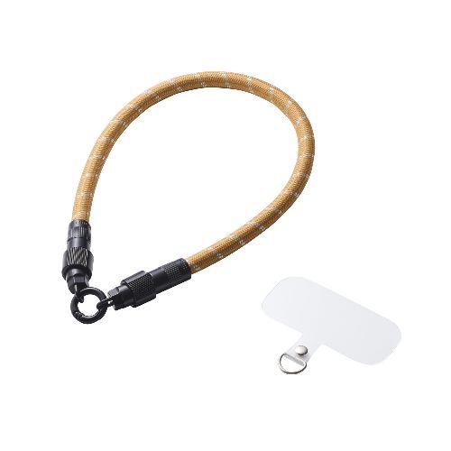エレコム(ELECOM) P-STHH1CC08YL イエローベージュストライプ スマホストラップ ケーブル 2in1 ハンドストラップ USB Type-C to C 30cm PD 60W