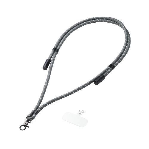 エレコム(ELECOM) P-STSDH1CC08BK2 ブラックストライプ スマホストラップ ケーブル 2in1 ショルダーストラップ USB Type-C to C 1.5m PD 60W