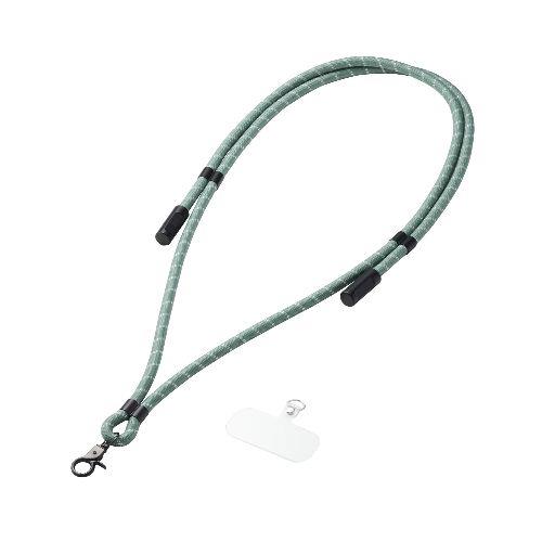 エレコム(ELECOM) P-STSDH1CC08GN グリーンストライプ スマホストラップ ケーブル 2in1 ショルダーストラップ USB Type-C to C 1.5m PD 60W