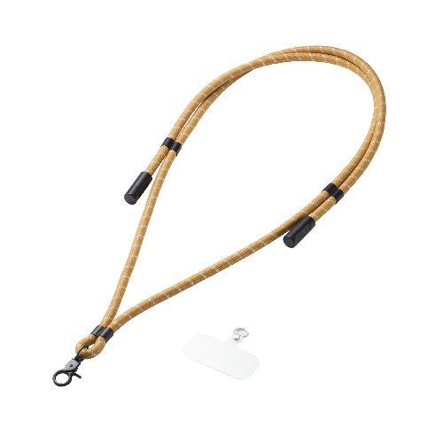 エレコム(ELECOM) P-STSDH1CC08YL イエローベージュストライプ スマホストラップ ケーブル 2in1 ショルダーストラップ USB Type-C to C 1.5m PD 60W