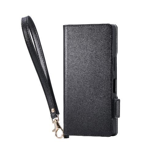 エレコム(ELECOM) PM-S252PLFY4BK ブラック AQUOS R10 SH-51F ケース レザー 手帳型 マグネット 衝撃吸収 スタンド機能付 ハンドストラップ付