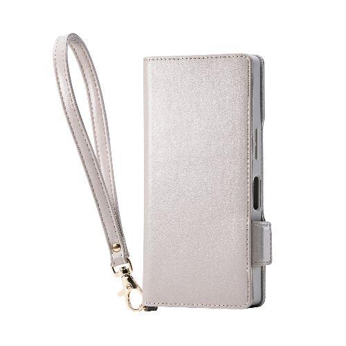 エレコム(ELECOM) PM-S252PLFY4GB グレージュ AQUOS R10 SH-51F ケース レザー 手帳型 マグネット 衝撃吸収 スタンド機能付 ハンドストラップ付