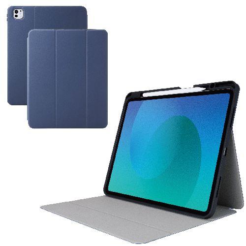 エレコム(ELECOM) TB-A25PLSANV ネイビー iPad Pro ケース 13インチ M4 マグネット式フラップ Apple Pencil収納 フリーアングル スタンド