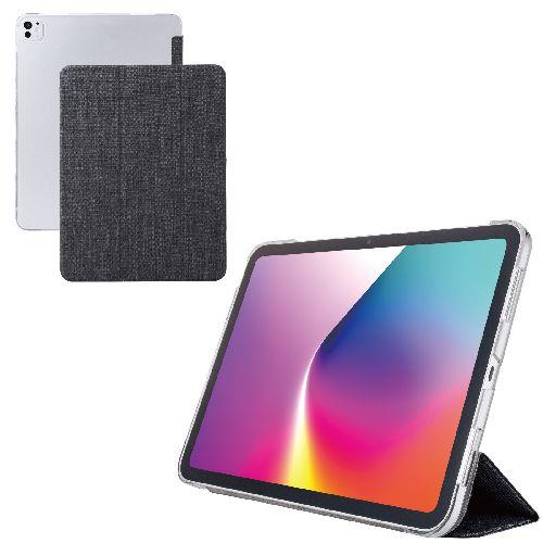 エレコム(ELECOM) TB-A25PLWVCBK ブラック iPad Pro ケース 13インチ M4 ファブリックフラップ 2アングル スタンド 軽量 薄型 背面クリア