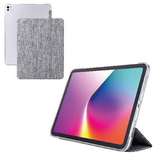 エレコム(ELECOM) TB-A25PLWVCGY グレー iPad Pro ケース 13インチ M4 ファブリックフラップ 2アングル スタンド 軽量 薄型 背面クリア