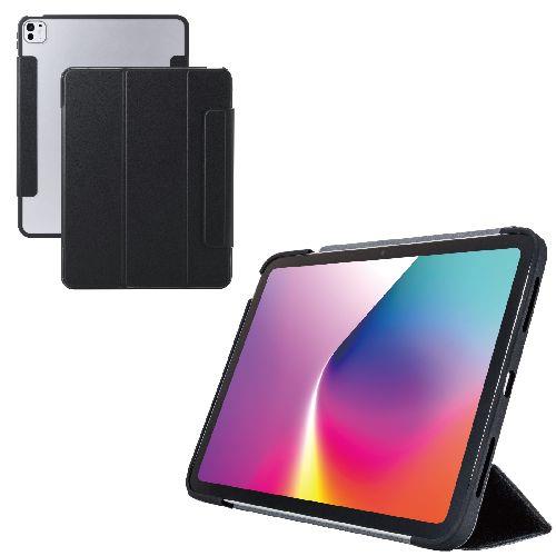 エレコム(ELECOM) TB-A25PLWVFCBK ブラック iPad Pro ケース 13インチ M4 マグネット式フラップ 2アングル スタンド 軽量 薄型 耐衝撃 背面クリア