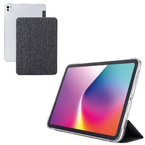 エレコム(ELECOM) TB-A25PMWVCBK ブラック iPad Pro ケース 11インチ M4 ファブリックフラップ 2アングル スタンド 軽量 薄型 背面クリア