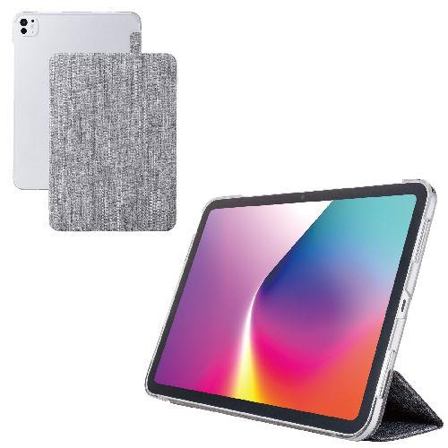 エレコム(ELECOM) TB-A25PMWVCGY グレー iPad Pro ケース 11インチ M4 ファブリックフラップ 2アングル スタンド 軽量 薄型 背面クリア
