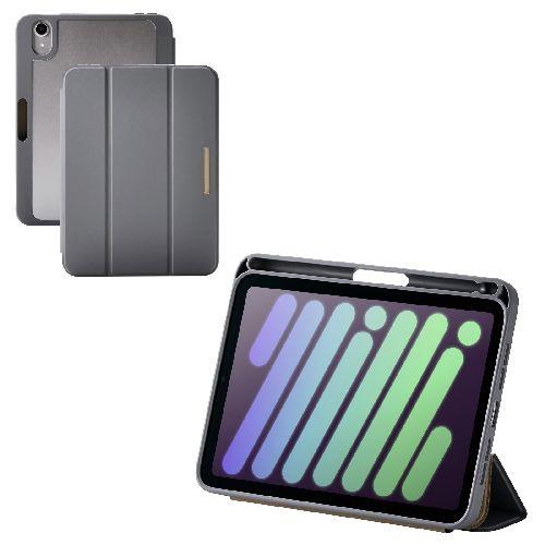エレコム(ELECOM) TB-A25SWVJM3GY チャコールグレー iPad mini ケース 8.3インチ A17 Pro /第6世代 マグネット式フラップ Apple Pencil収納 2ｱﾝｸﾞﾙ